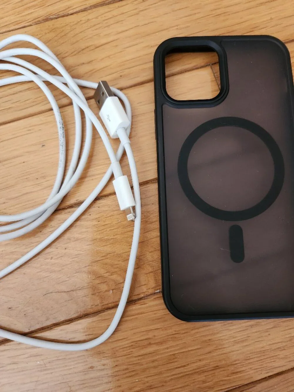 Apple iPhone 12 case and charging cord